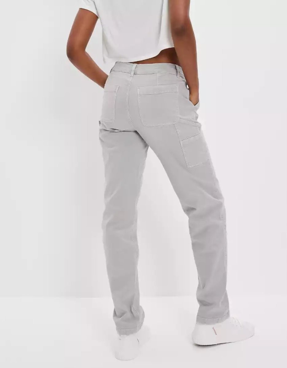 Jean American Eagle AE Stretch High-Waisted Droit Leg Carpenter Pant Grise Femme | SUS-34795049